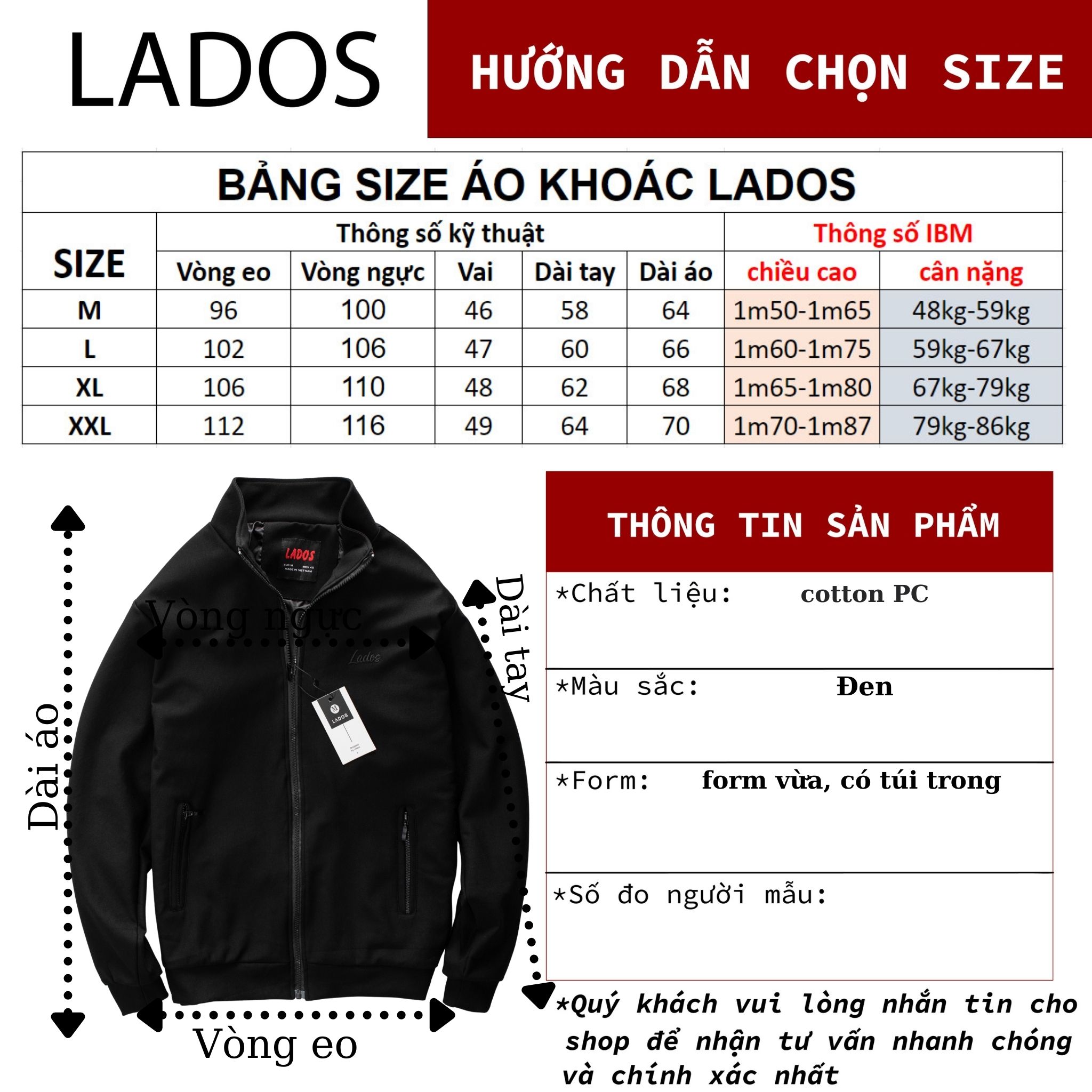 Áo khoác đen trơn CAO CẤP LADOS - 2048