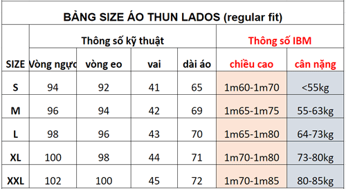 Hướng dẫn chọn size áo thun: