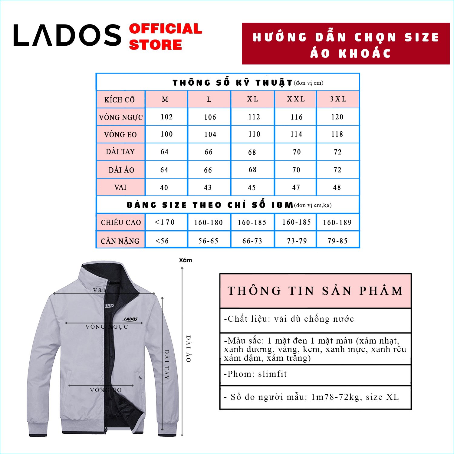 Áo Khoác Dù Nam 2 Mặt LADOS - 2015