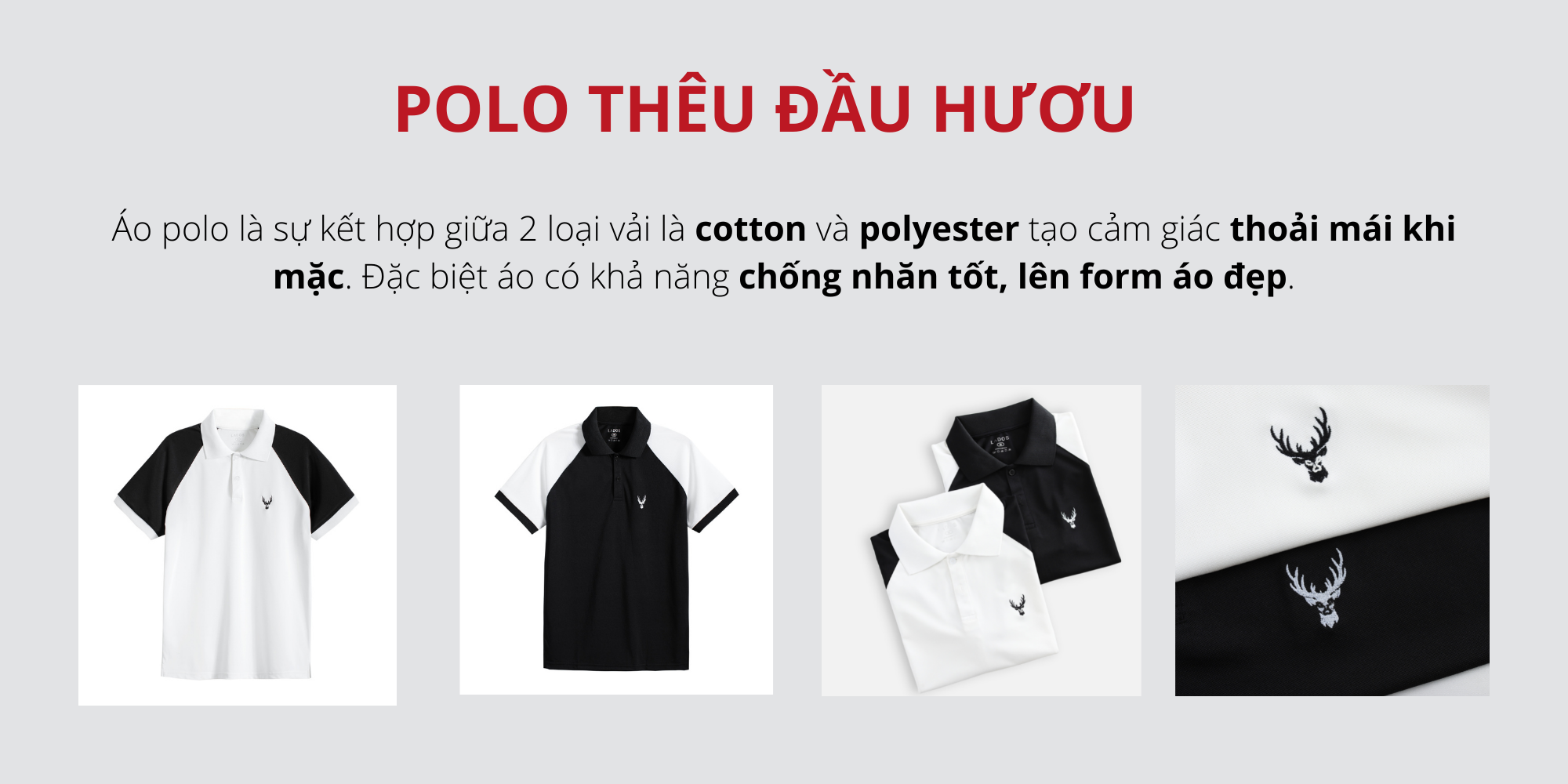 Áo thun polo nam thêu đầu hươu LADOS - 9089 Áo thun polo nam thêu đầu hươu LADOS - 9089