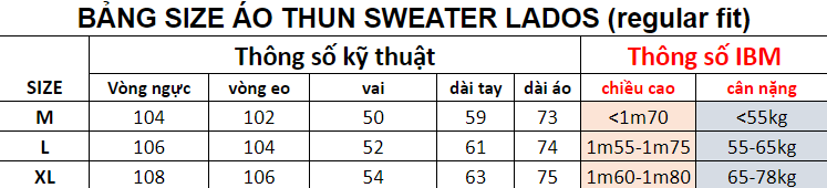 Áo thun tay dài form rộng LADOS - 9070 size áo thun