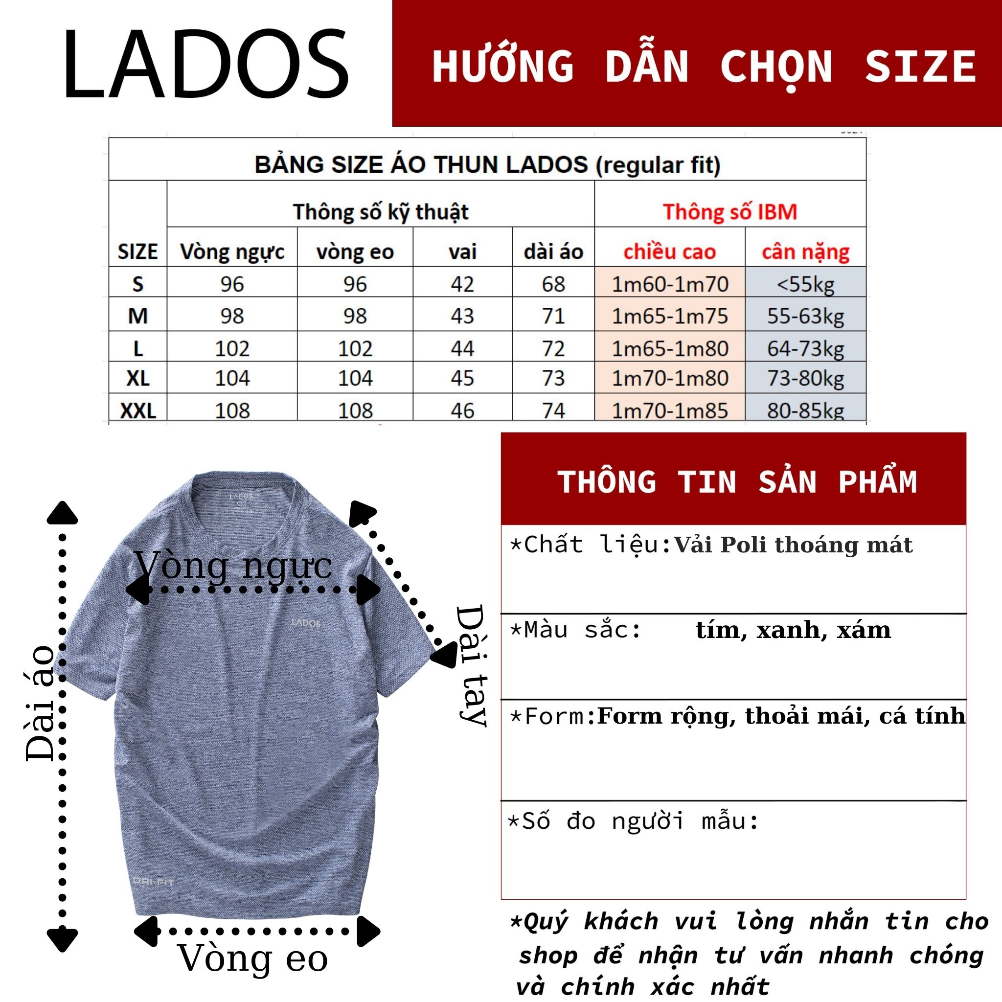 Áo thun nam thể thao Lados - 9098