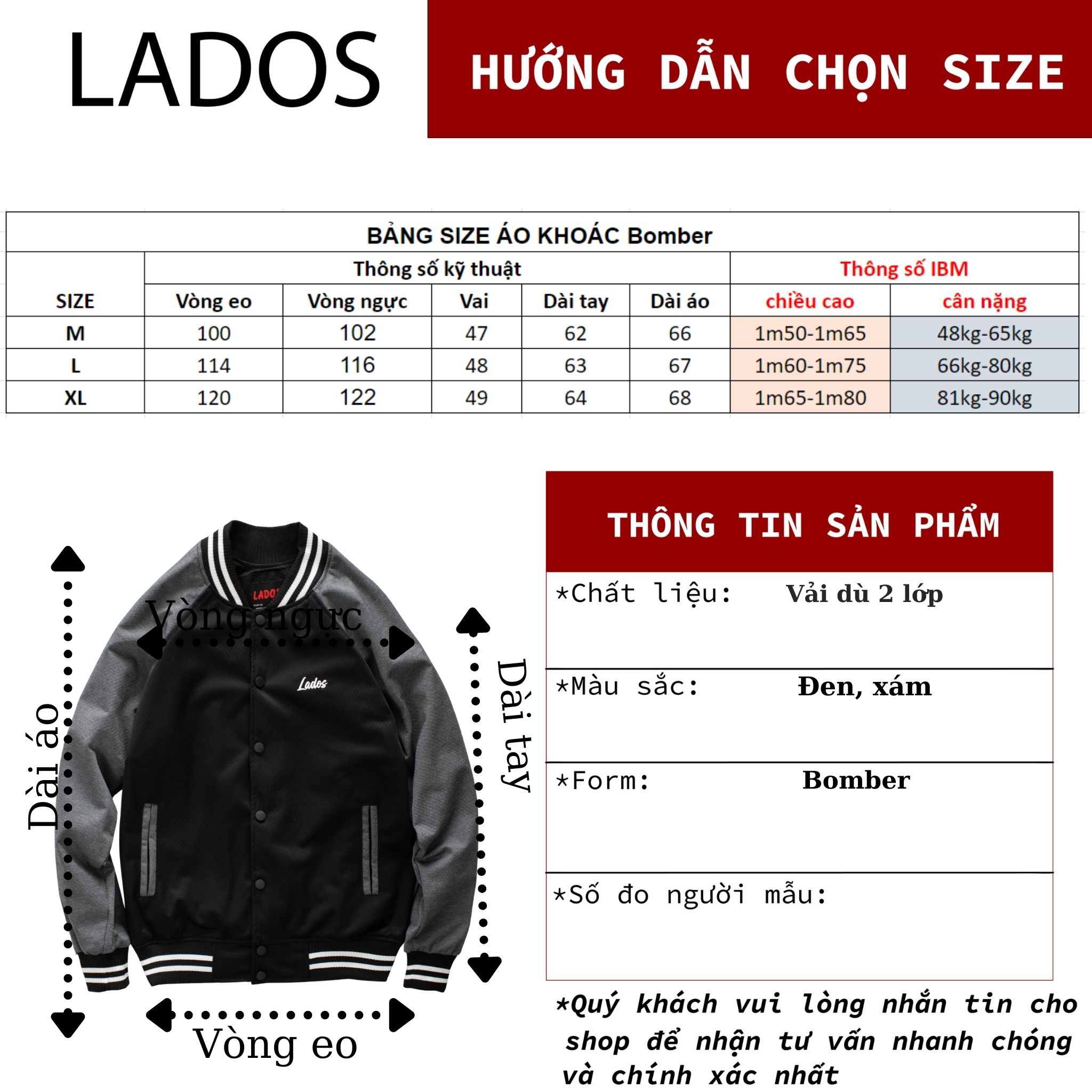Cách chọn size áo khoác dù