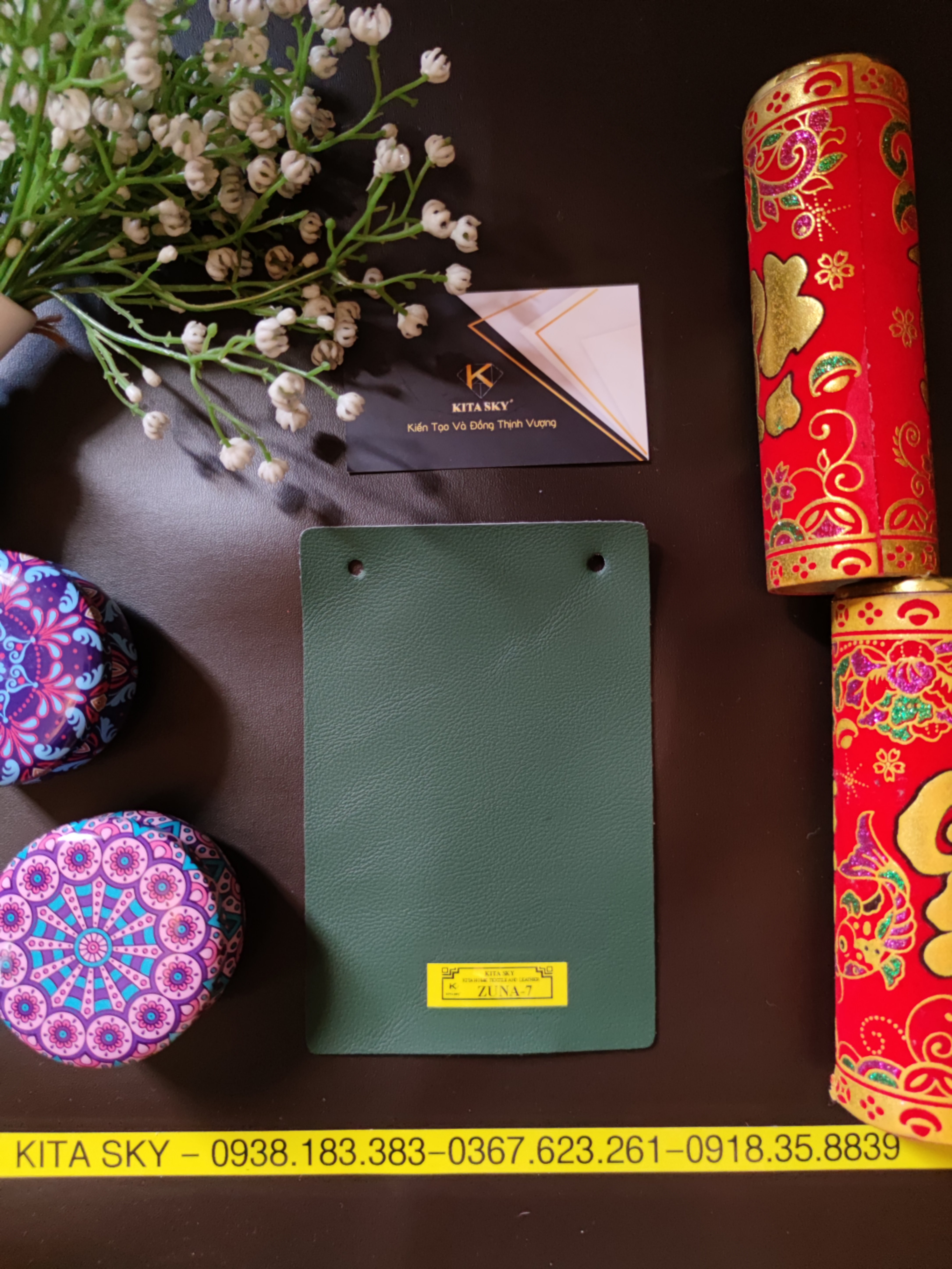 KITA-ZUNA-7:-MÀU XANH LÁ MẠ GREEN GRAY VÂN CHÌM