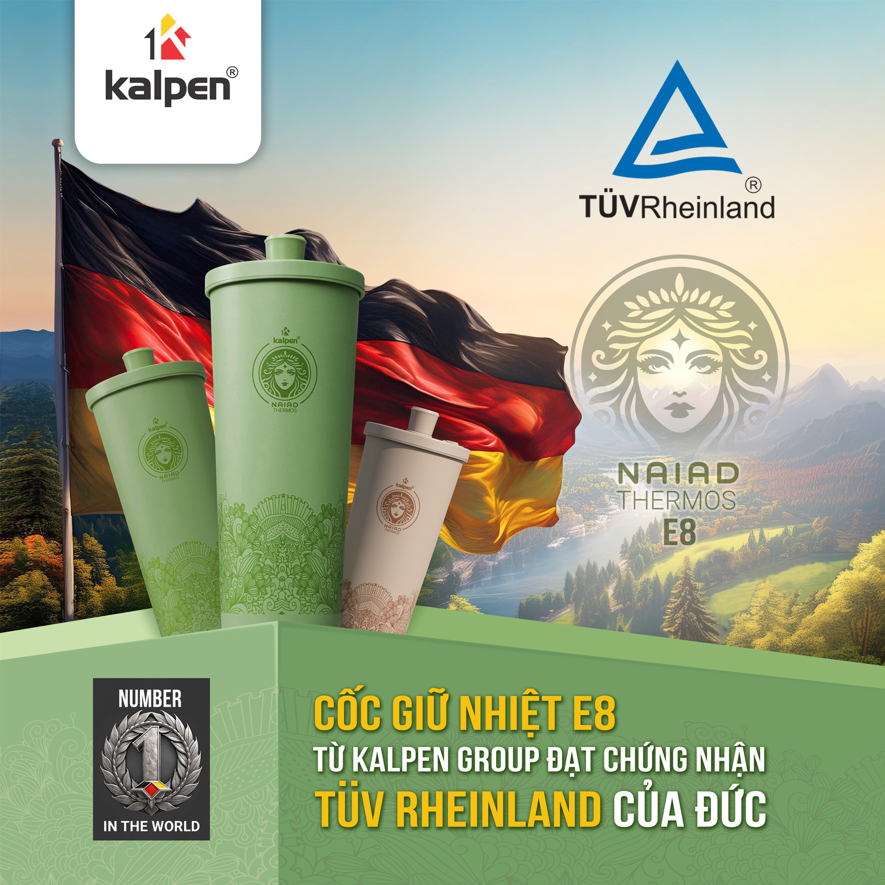 Kalpen E8-E9 – Cốc giữ nhiệt đạt chứng nhận TÜV Đức tháng 4/2025: Khẳng định vị thế thương hiệu chất lượng chuẩn Đức