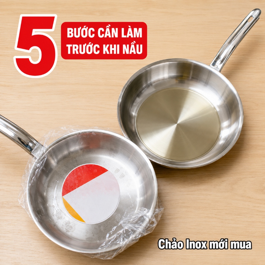 Chảo inox mới mua và 5 bước cần làm trước khi nấu - Kalpen