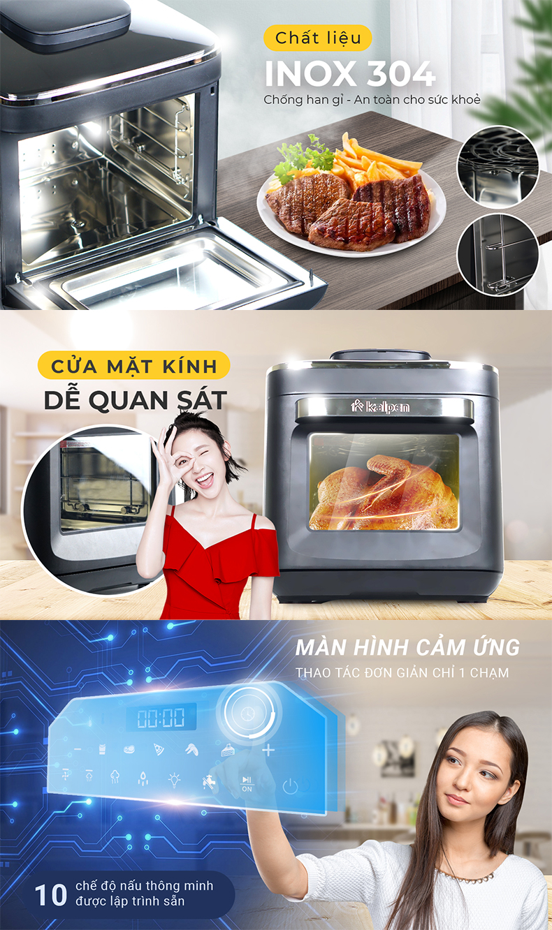 Nồi Chiên Không Dầu Hơi Nước Kalpen X15 - hinh 07