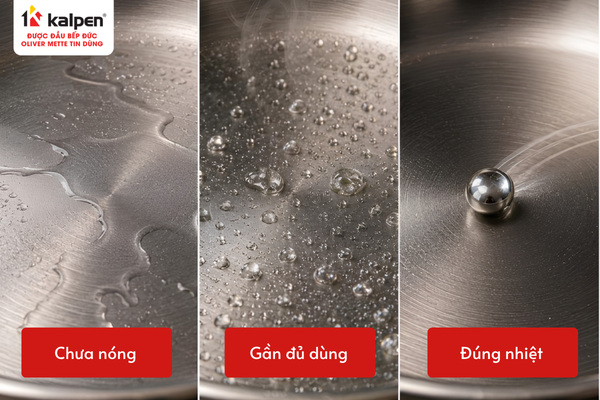 Cách kiểm tra nhiệt độ chảo inox bằng giọt nước 