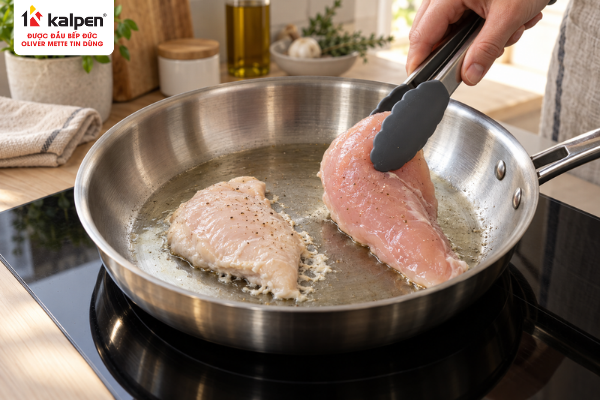 Cho thực phẩm vào khi chảo chưa đủ nóng