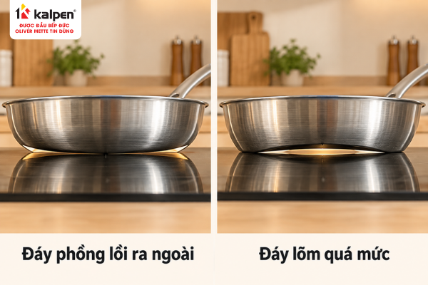 Hai tình trạng phổ biến của chảo bị cong đáy 
