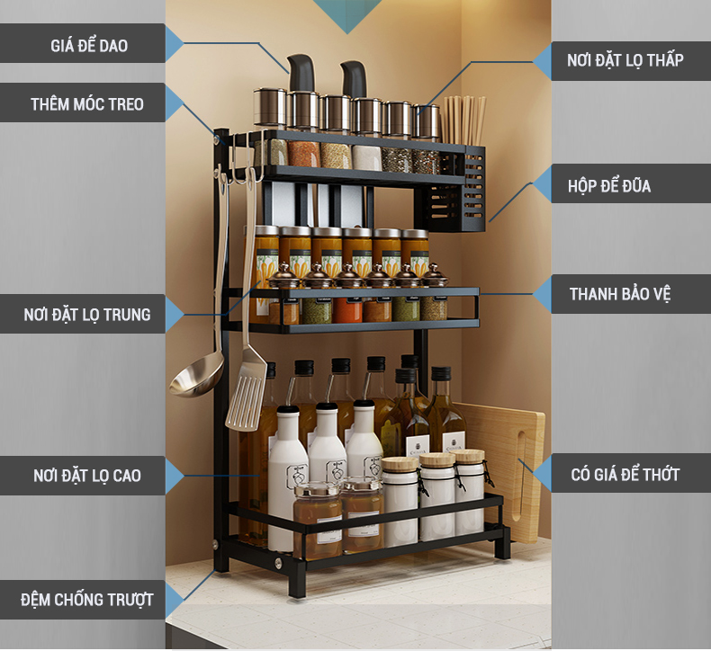 Đồ dùng nhà bếp thông minh Nhật Bản - kệ gia vị