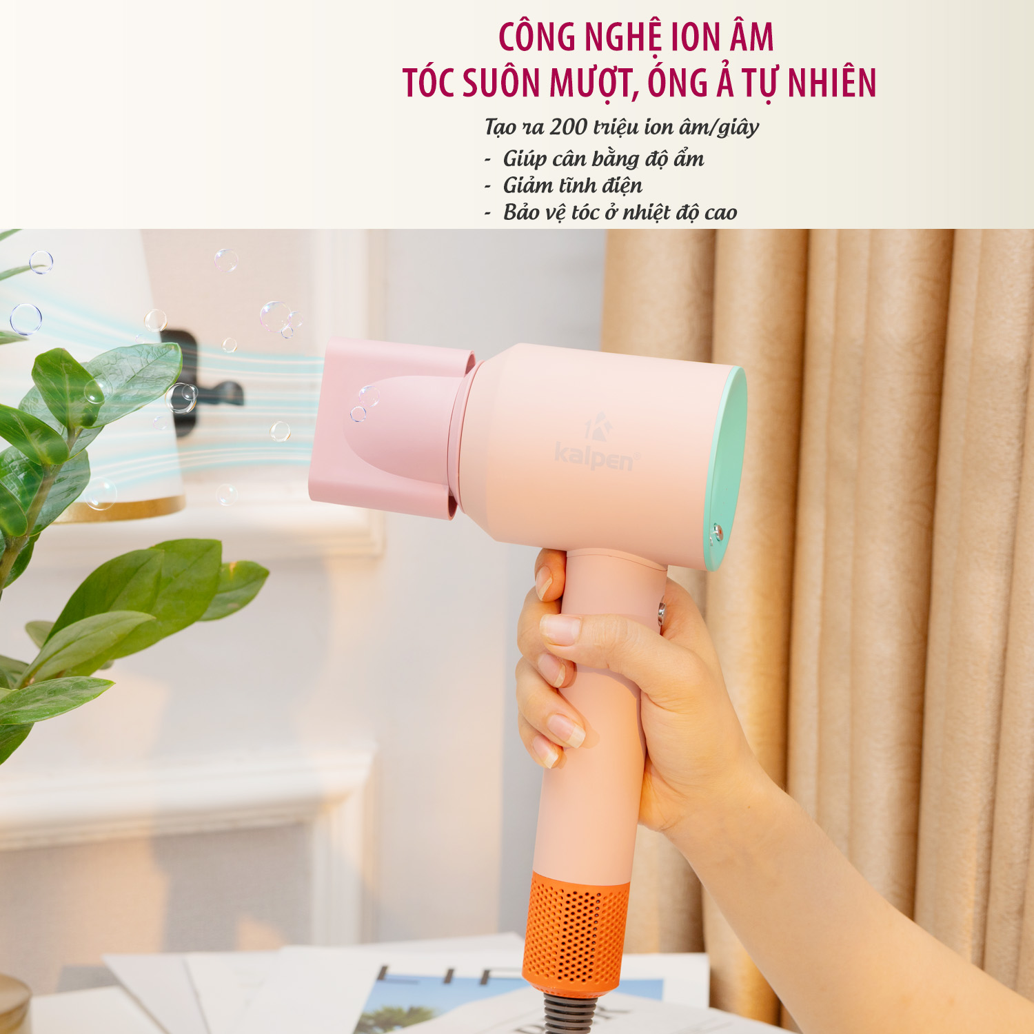 Máy sấy tạo kiểu tóc ion độ ồn thấp Kalpen DC-BRL/05 2 may say tao kieu toc ion do on thap kalpen hd5 hd6 3