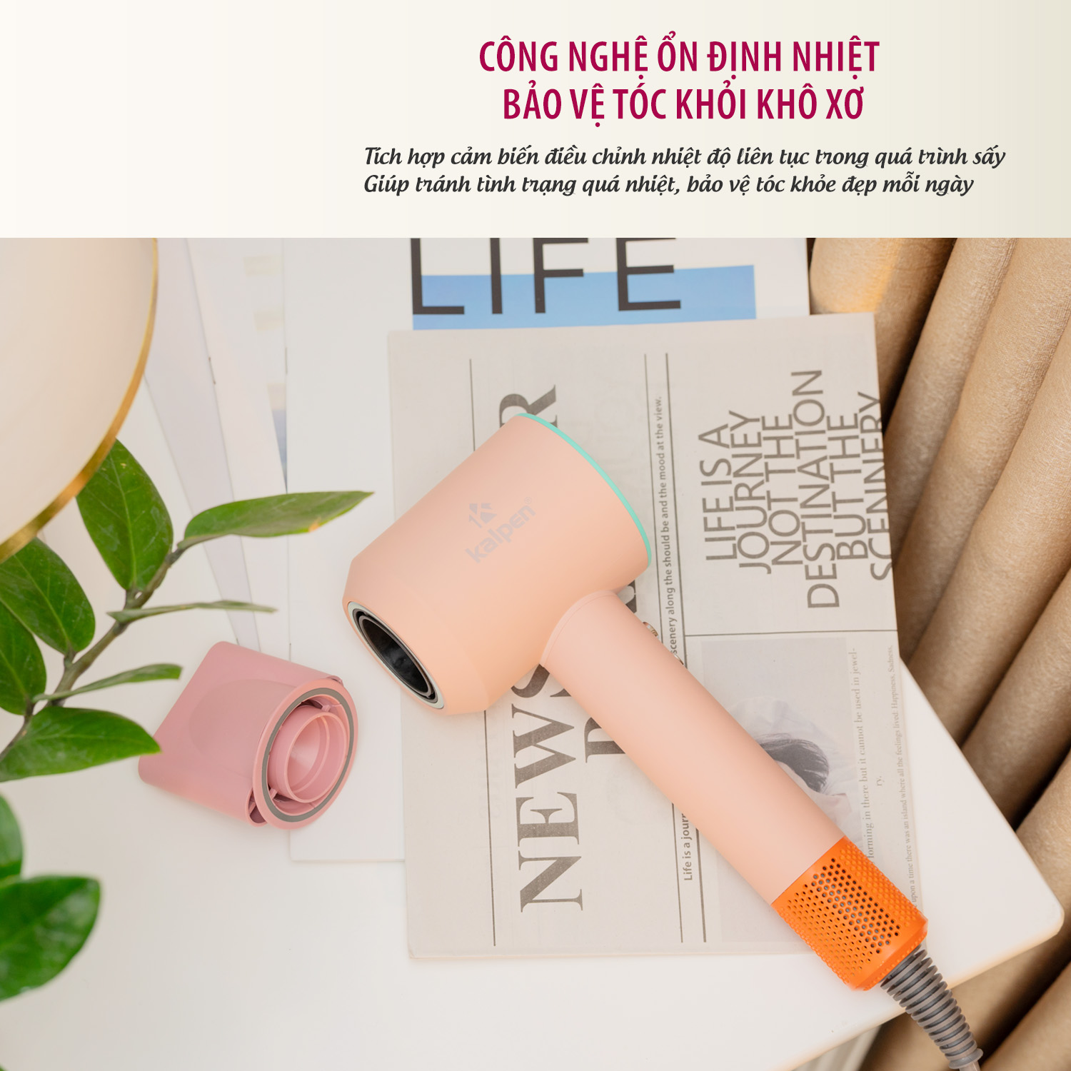 Máy sấy tạo kiểu tóc ion độ ồn thấp Kalpen DC-BRL/05 4 may say tao kieu toc ion do on thap kalpen hd5 hd6 5