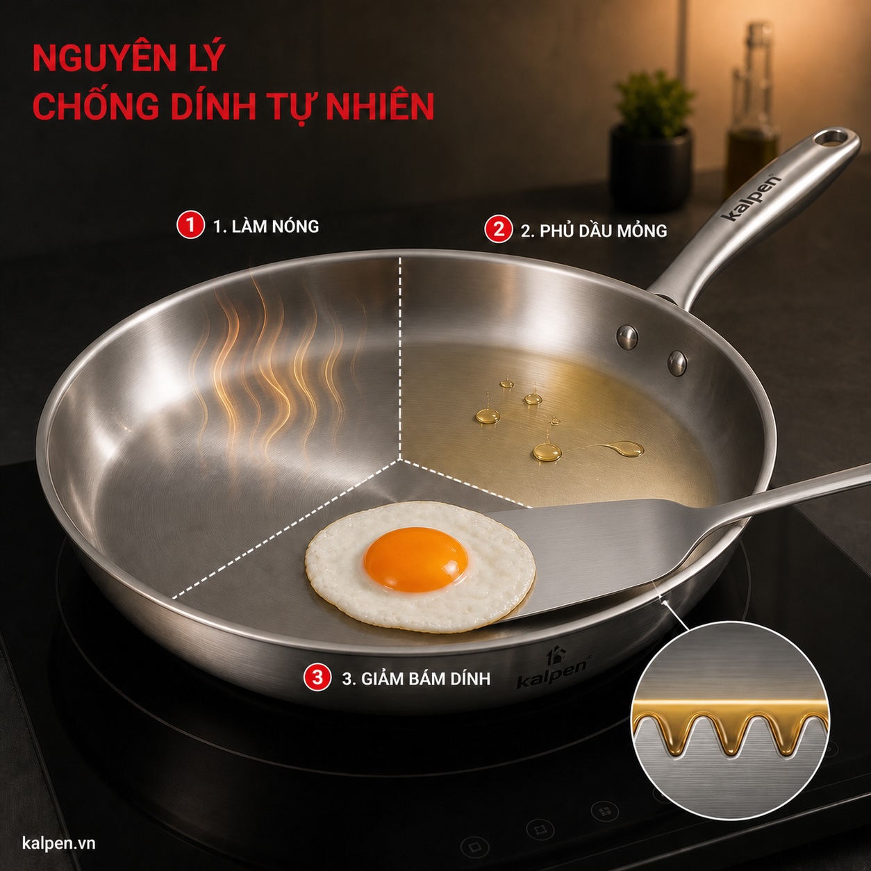 Kiểm tra nhiệt độ chảo inox bằng giọt nước theo hiệu ứng Leidenfrost