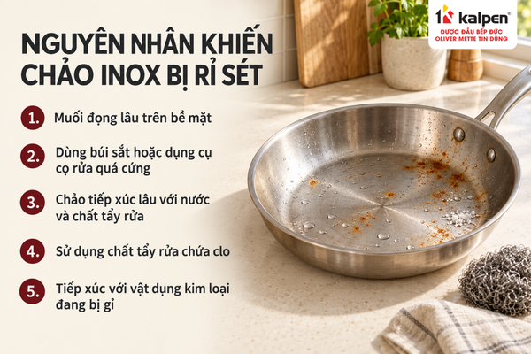 Nguyên nhân khiến chảo inox bị gỉ sét