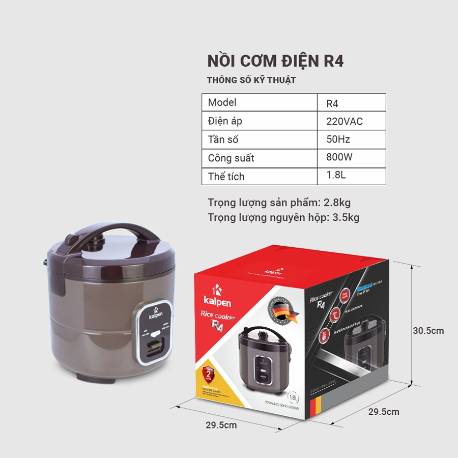 Nồi Cơm Điện Cao Cấp Kalpen R4, 1.8L