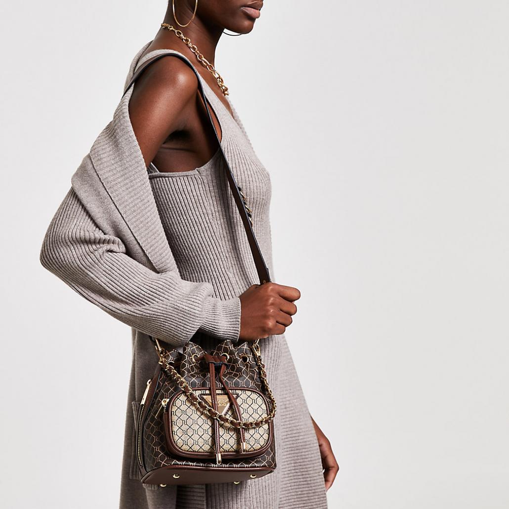 Túi đeo chéo River Island Brown Faux Leather Duffle O/601/Q4830