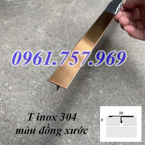 Nẹp T inox màu đồng xước