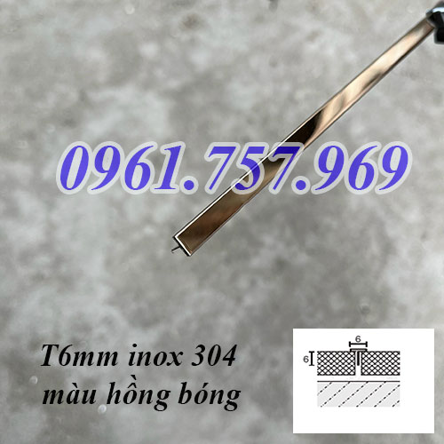 Nẹp T6 inox 304 màu hồng