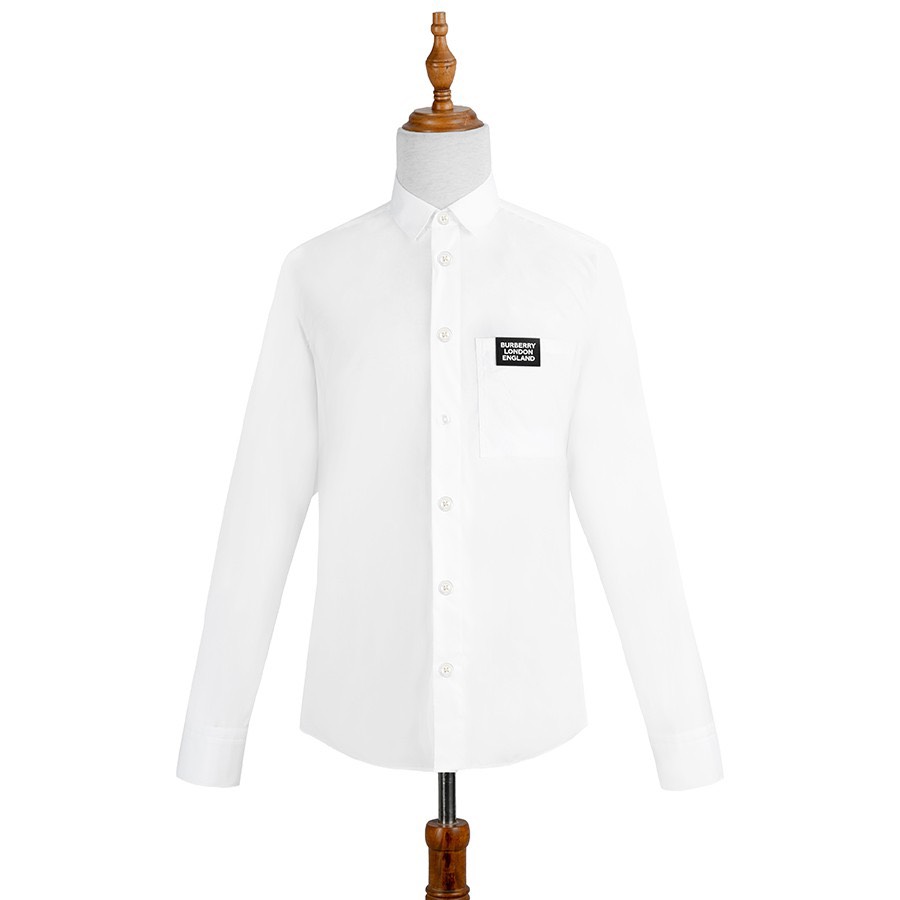 Burberry Logo Detail Stretch Cotton Poplin Shirt White