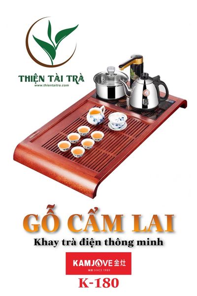 Bộ Bàn Trà Ấm Điện Chính Hãng Kamjove K-180 (Gỗ Cẩm Lai)