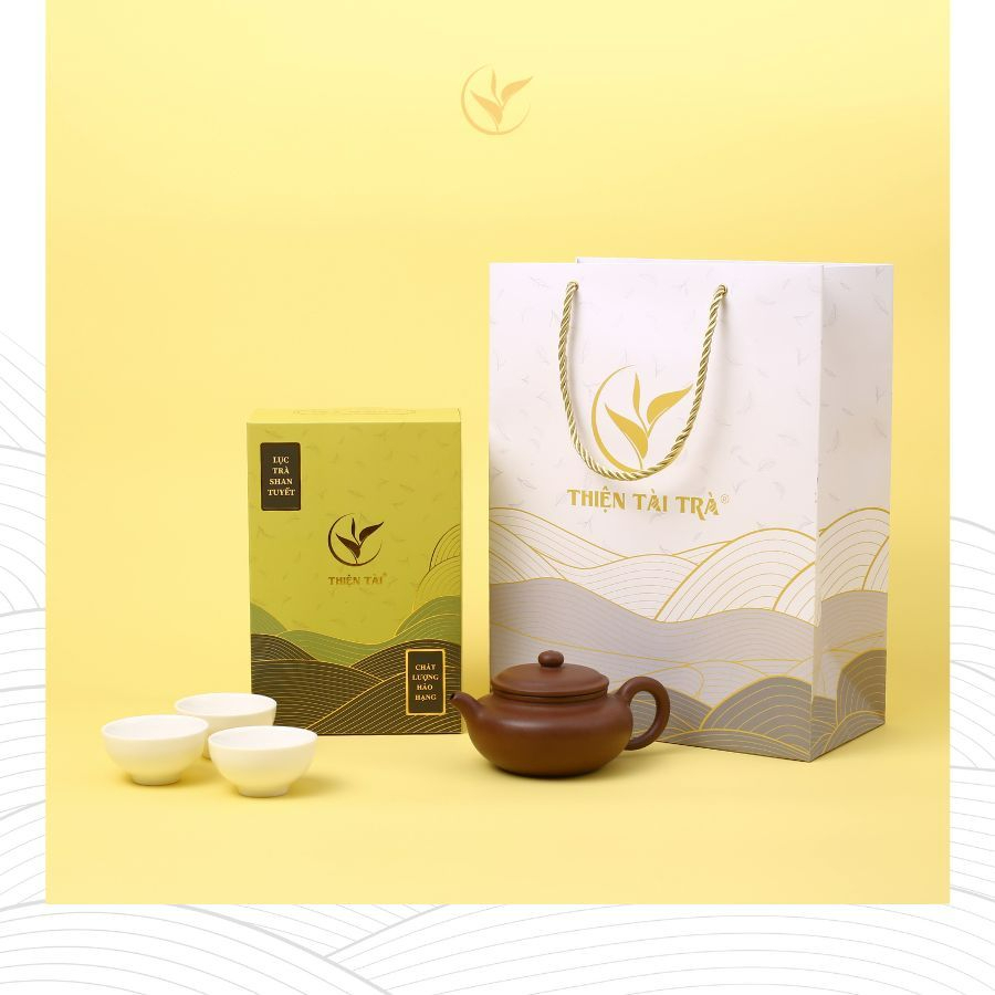 Lục Trà Shan Tuyết Cổ Thụ 1 tôm 1 lá - Hộp 200gram biếu tặng