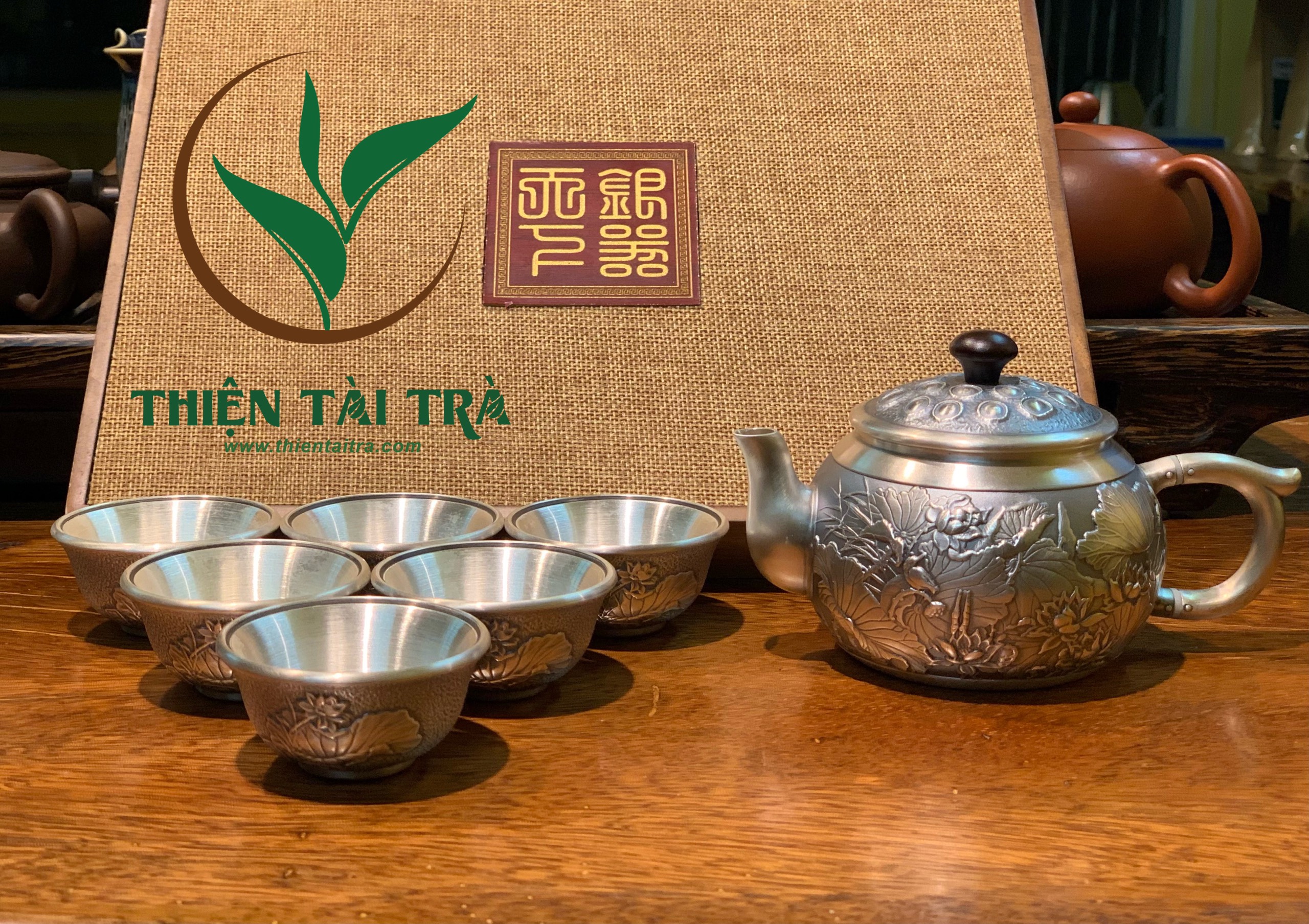 Bộ Ấm Chén Bạc Nguyên Chất 999