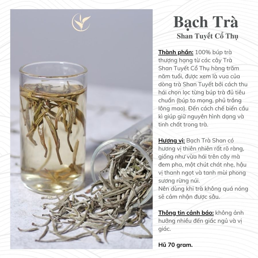 Bạch Trà Shan Tuyết Hũ Thủy Tinh 70g