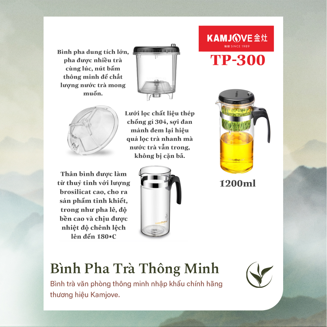 Bình Pha Trà Thông Minh Kamjove TP-300 (1200ml)
