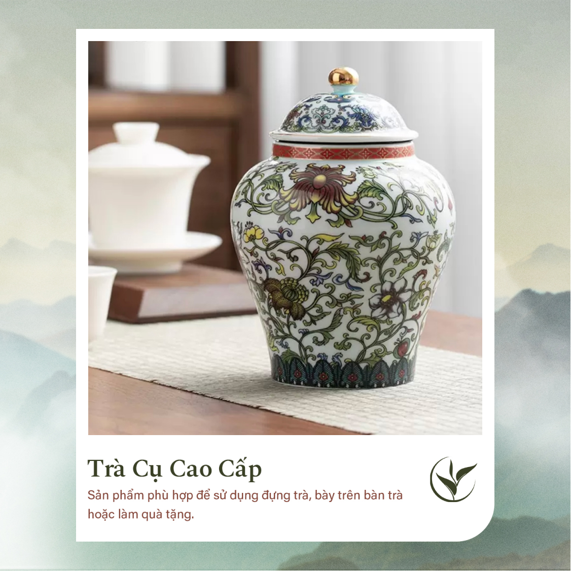 Set 2 lọ đựng trà men hoa nổi (hộp đỏ)