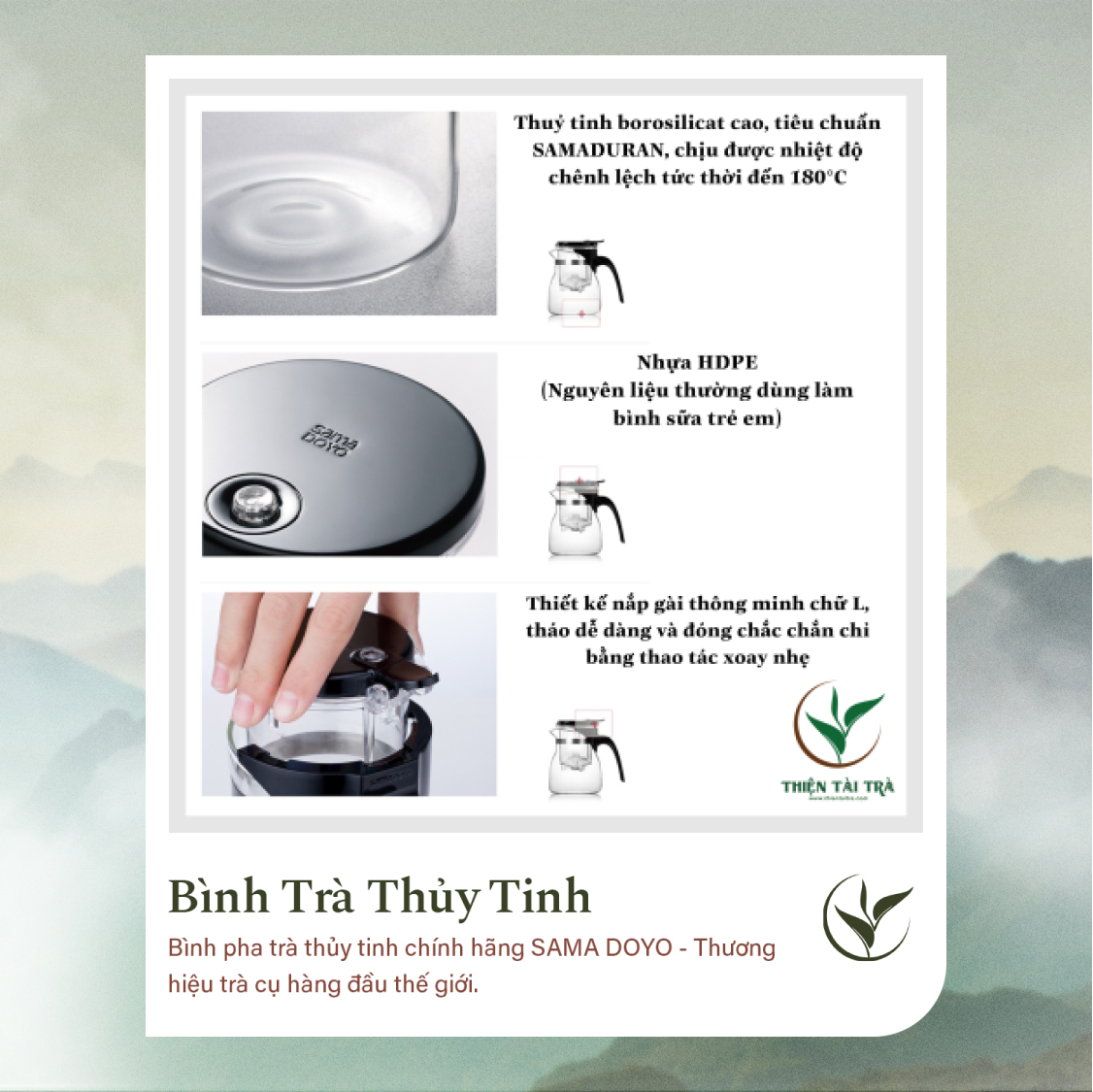 Bình Trà Thủy Tinh SAMADOYO SAG-10 (750ml)