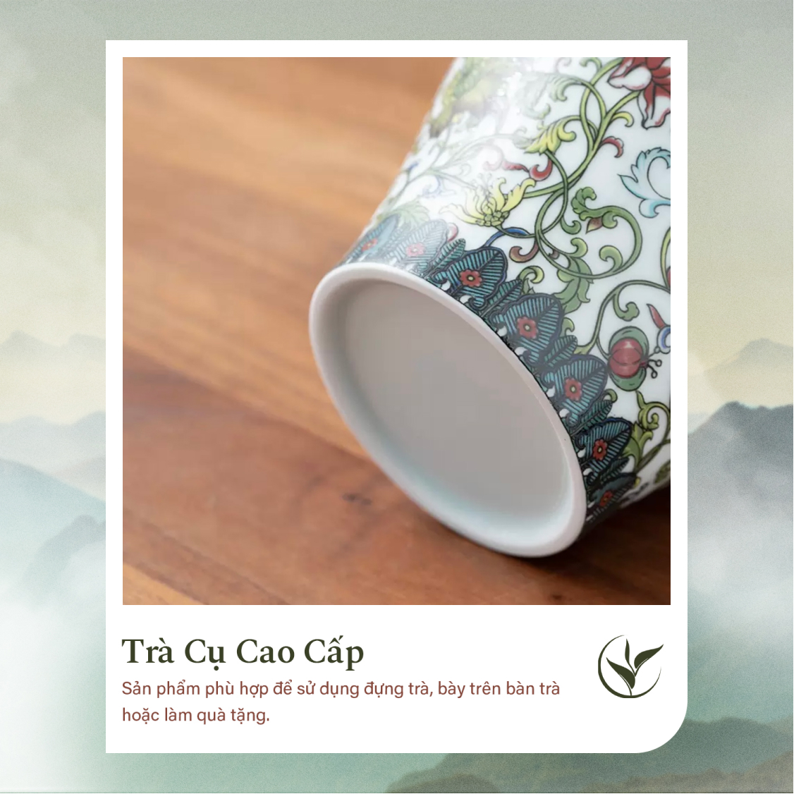 Set 2 lọ đựng trà men hoa nổi (hộp đỏ)