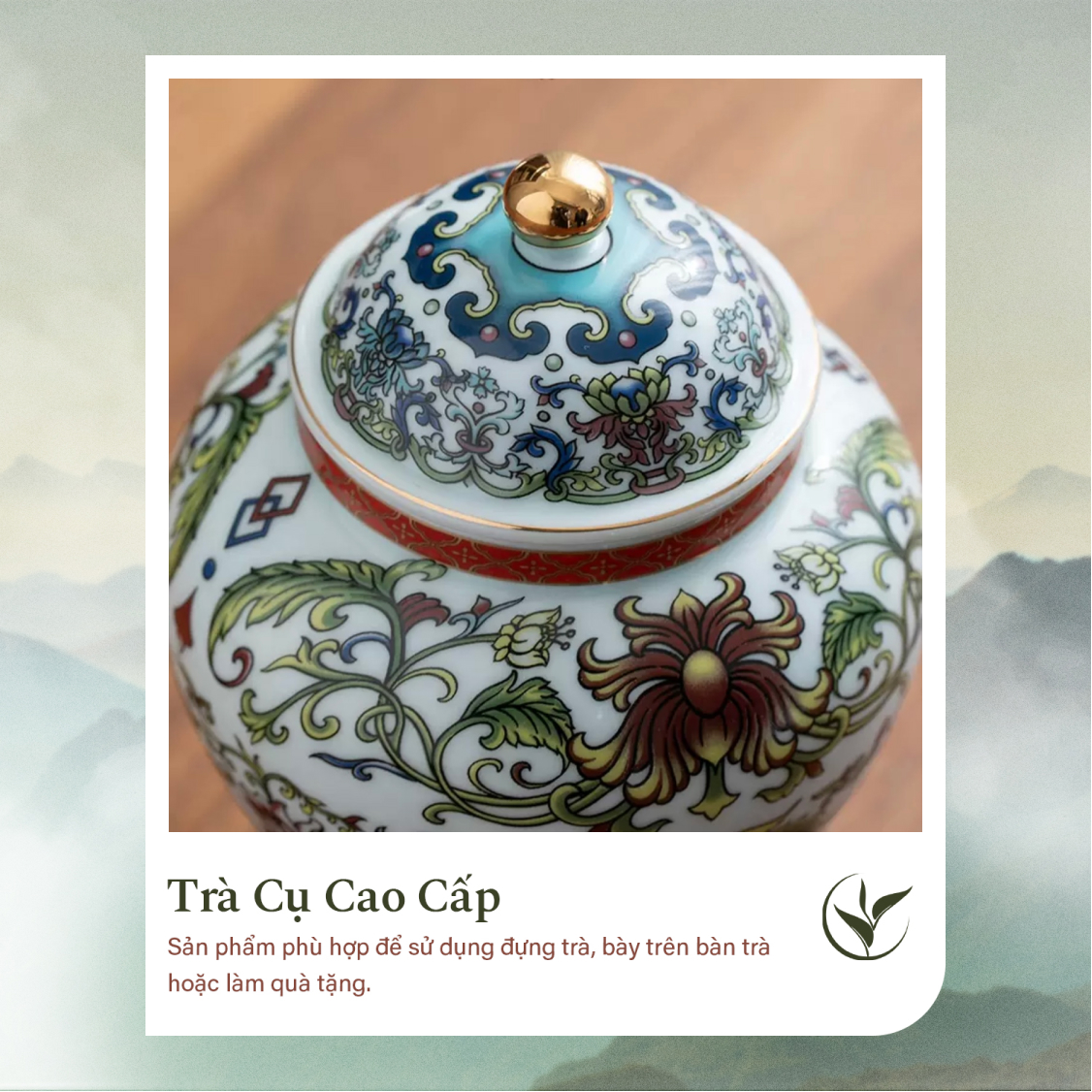 Set 2 lọ đựng trà men hoa nổi (hộp đỏ)