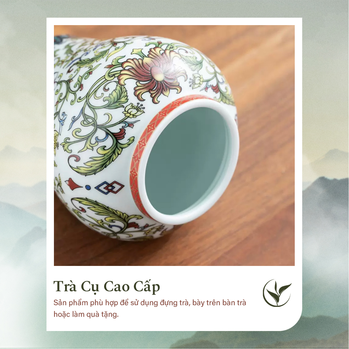 Set 2 lọ đựng trà men hoa nổi (hộp đỏ)