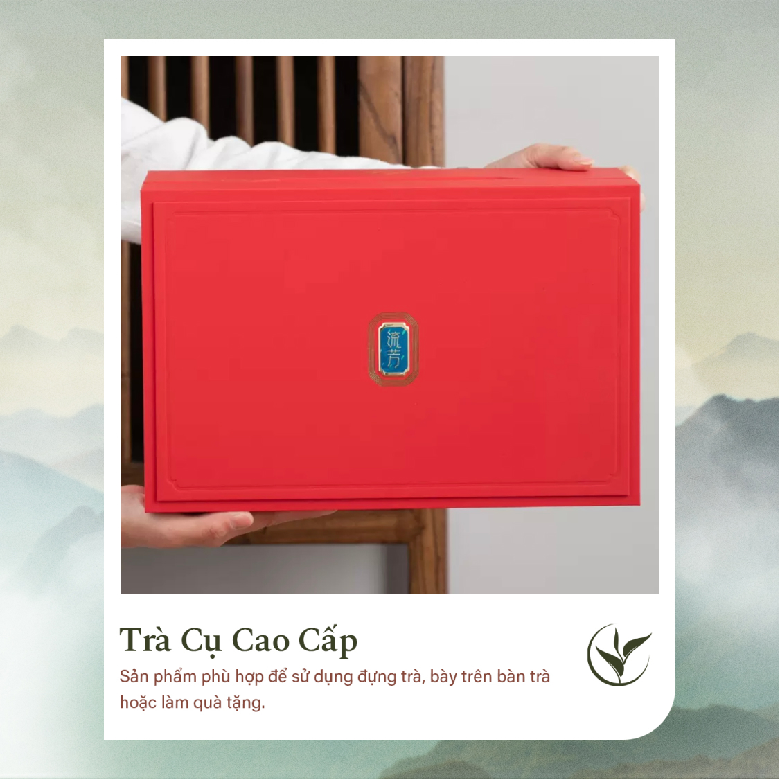 Set 2 lọ đựng trà men hoa nổi (hộp đỏ)