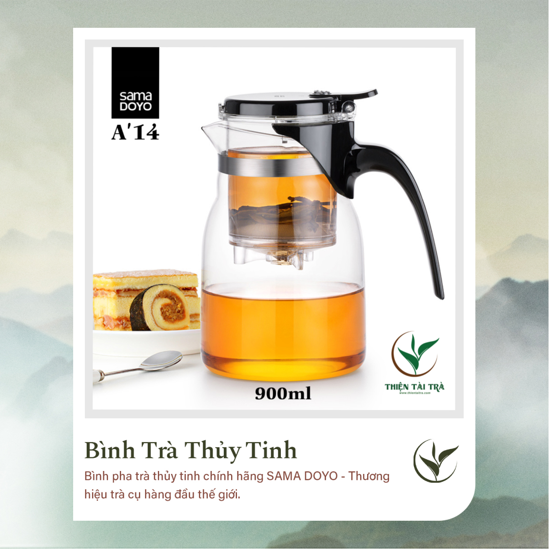 Bình Trà Thủy Tinh SAMADOYO A-14 (900ml)