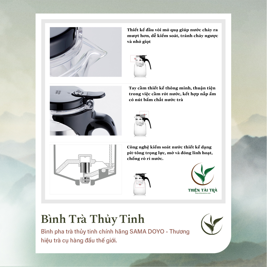 Bình Trà Thủy Tinh SAMADOYO A-14 (900ml)