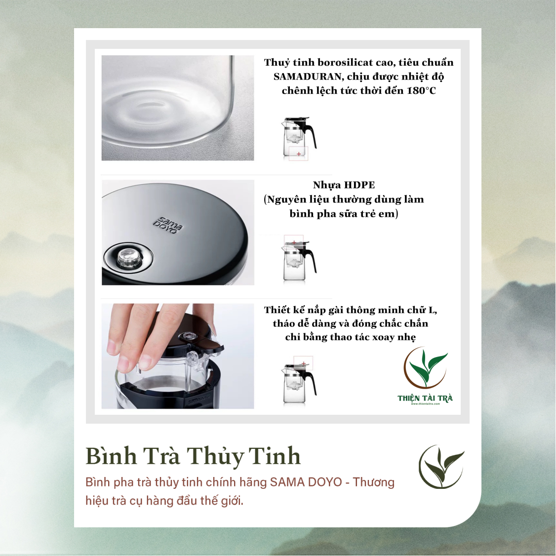 Bình Trà Thủy Tinh SAMADOYO A-14 (900ml)