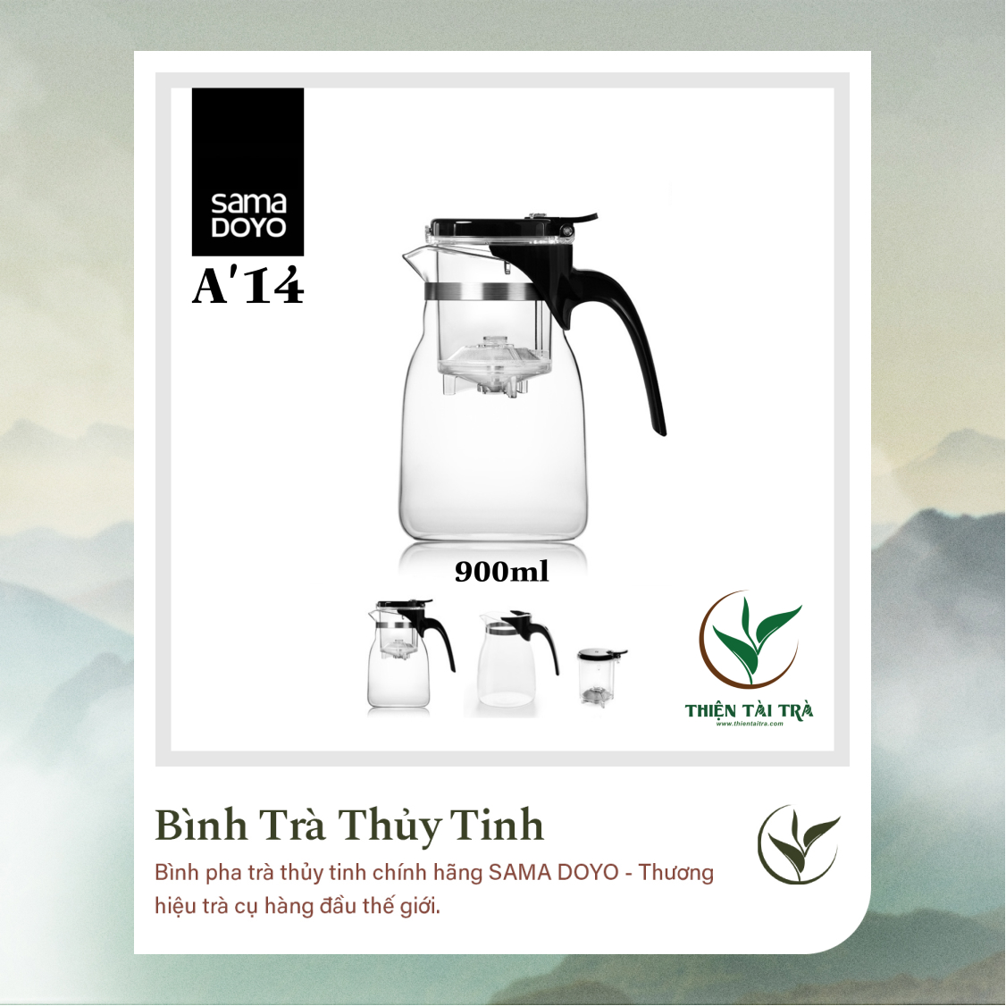 Bình Trà Thủy Tinh SAMADOYO A-14 (900ml)