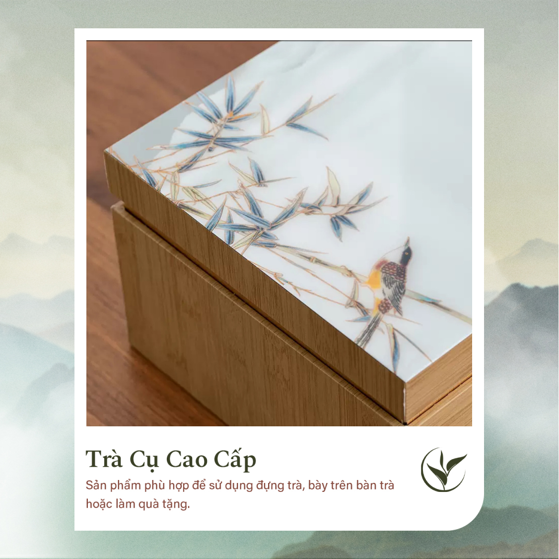 Set 2 lọ đựng trà họa tiết chim sáo - trúc
