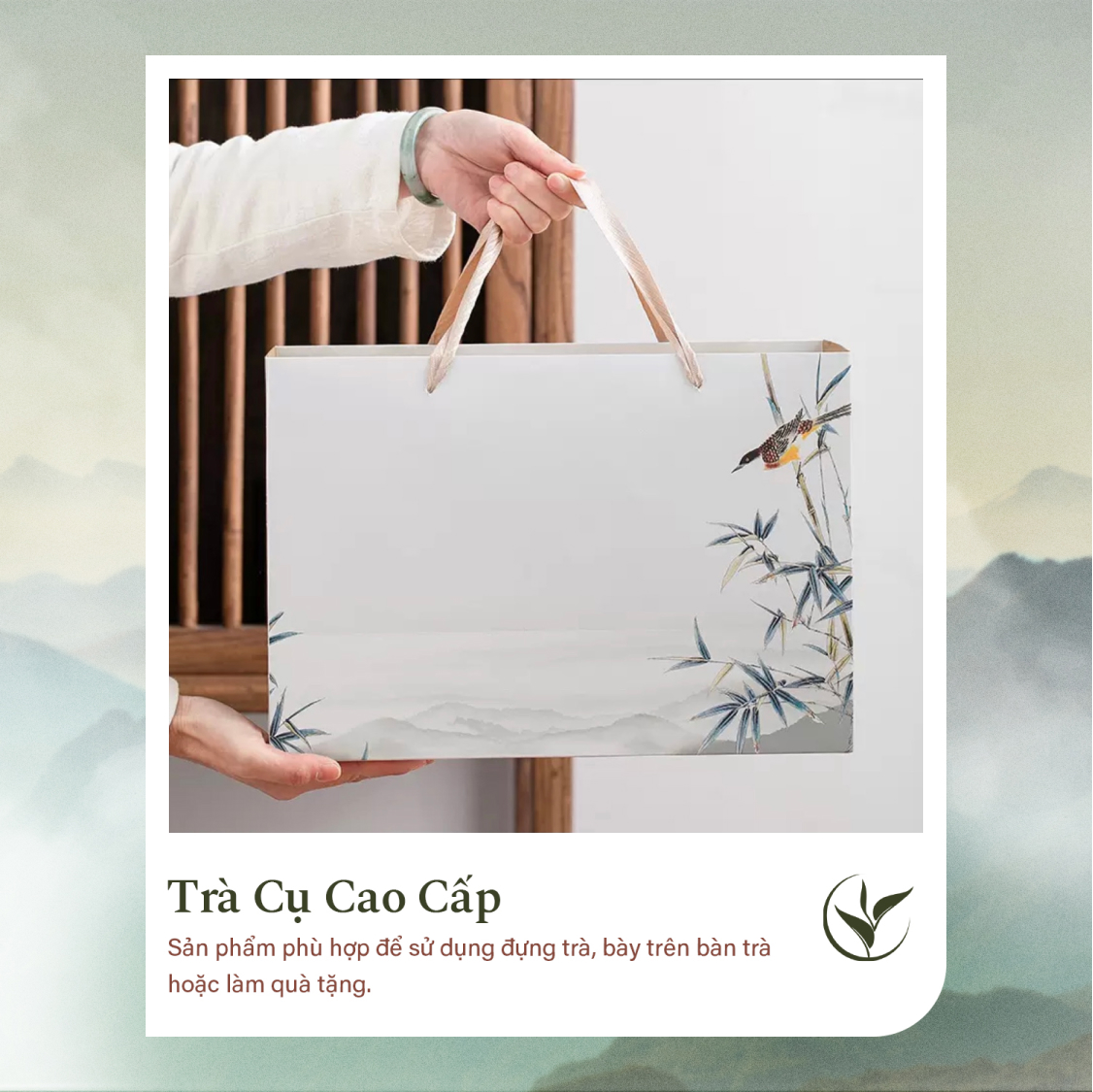 Set 2 lọ đựng trà họa tiết chim sáo - trúc