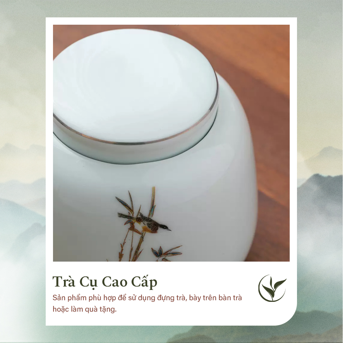 Set 2 lọ đựng trà họa tiết chim sáo - trúc