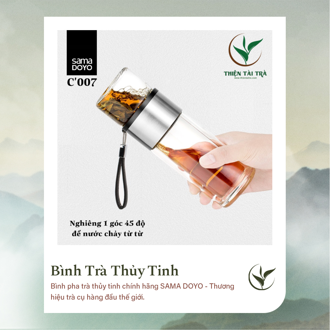 Bình Pha Trà Cá Nhân SAMADOYO-Thép Bạc C-007 (238ml)