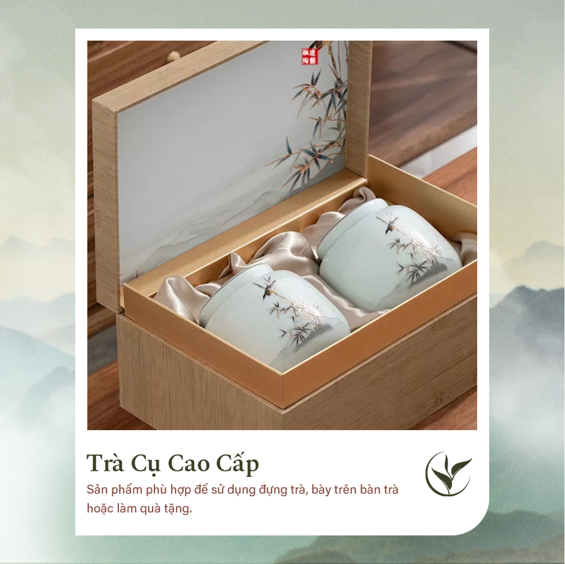 Set 2 lọ đựng trà họa tiết chim sáo - trúc