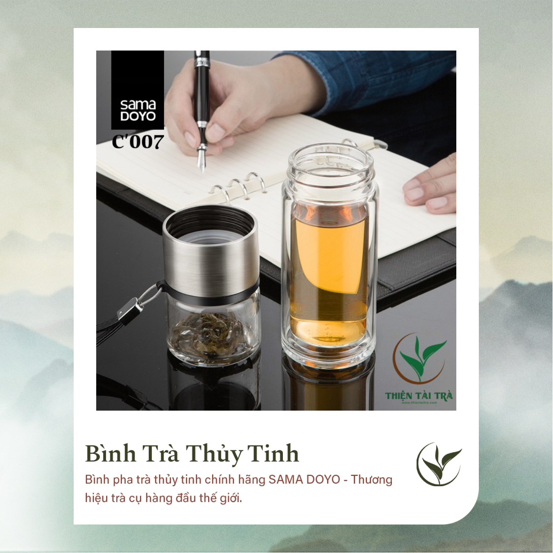 Bình Pha Trà Cá Nhân SAMADOYO-Thép Bạc C-007 (238ml)
