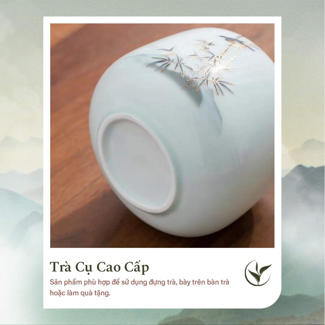 Set 2 lọ đựng trà họa tiết chim sáo - trúc