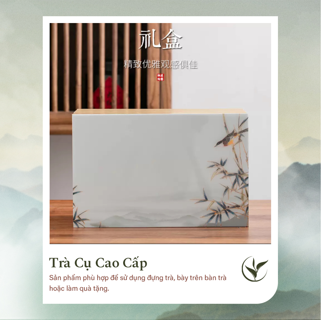 Set 2 lọ đựng trà họa tiết chim sáo - trúc