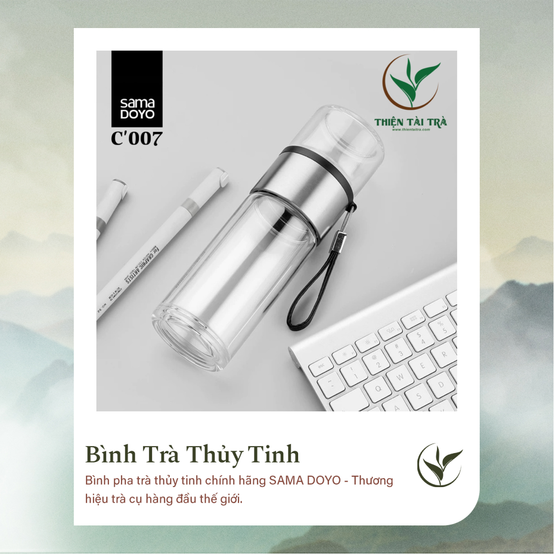 Bình Pha Trà Cá Nhân SAMADOYO-Thép Bạc C-007 (238ml)