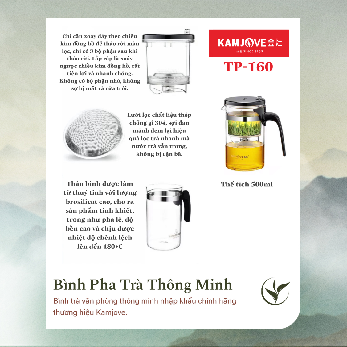 Bình Pha Trà Thông Minh Kamjove TP-160 (500ml)
