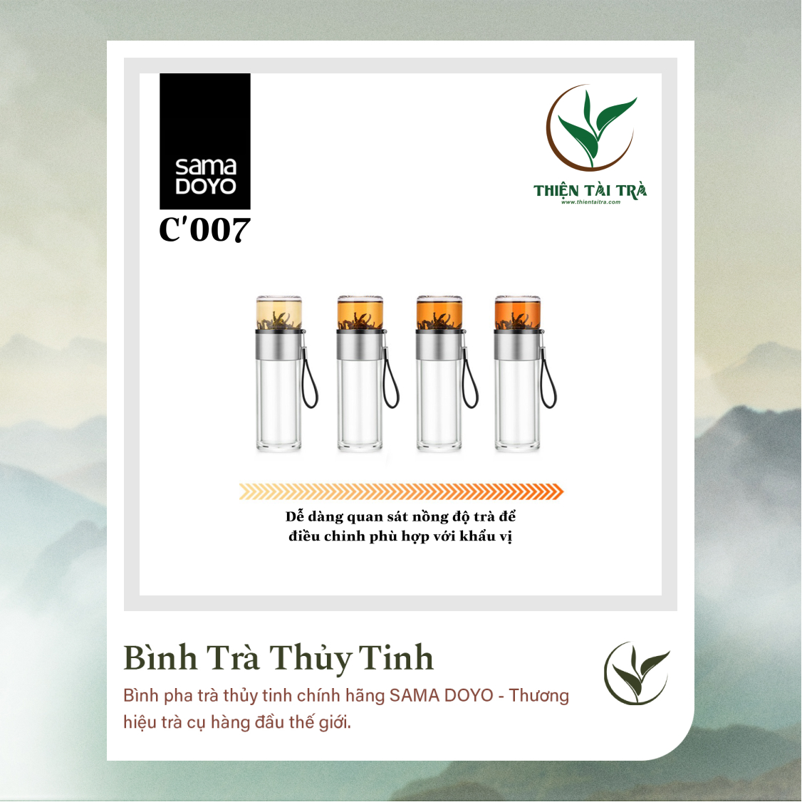 Bình Pha Trà Cá Nhân SAMADOYO-Thép Bạc C-007 (238ml)